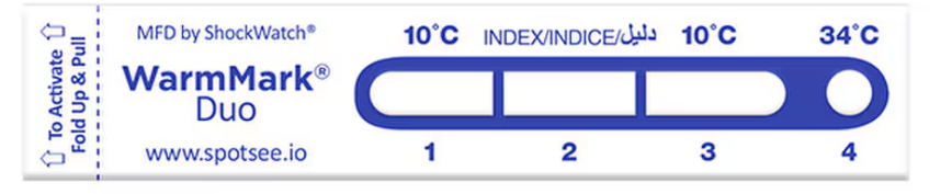 WarmMark Duo Ascending Time-Temp Indicator 10C & 34C