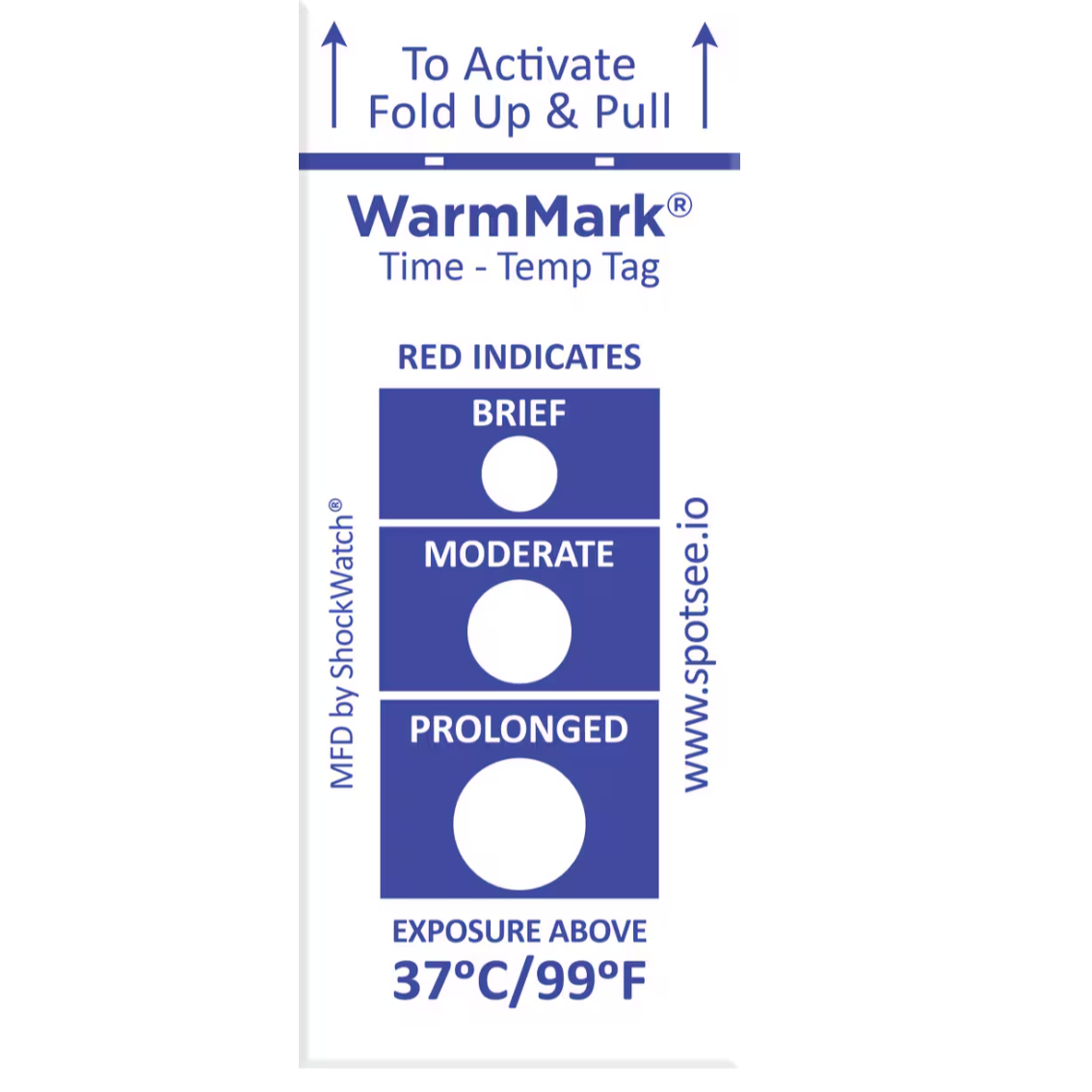 WarmMark Ascending Time-Temp Indicator (37C/99F, 8 Hours)